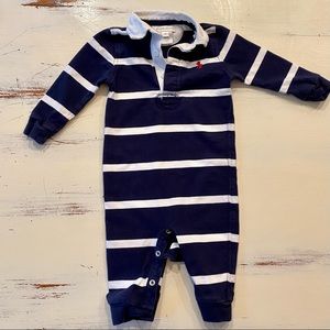 Ralph Lauren Blue White Baby Boy 6m Polo Onesie